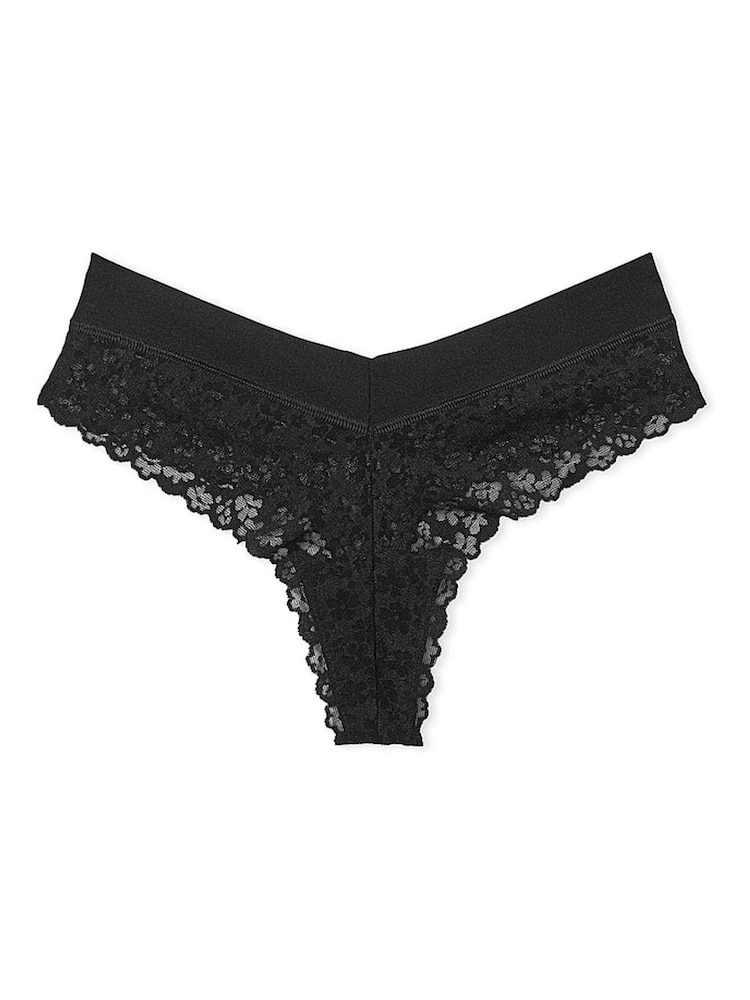 Victoria's Secret PINK Black Thong No Show Lace Knickers - Image 3 of 3