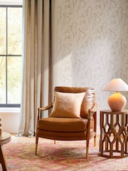 Natural Linen Look Lined Eyelet Curtains - Image 5 of 7