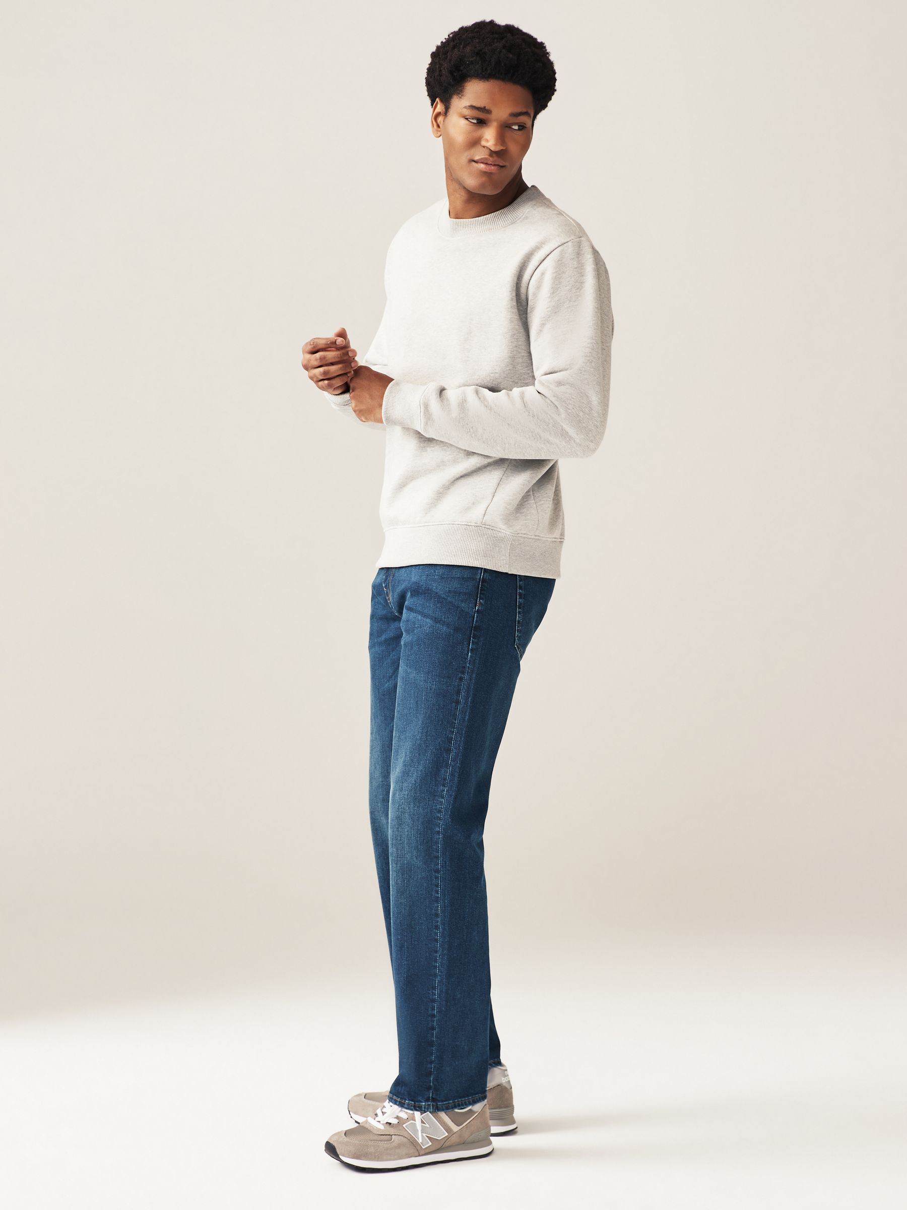 Buy Blue Mid Single Straight Fit Classic Stretch Jeans from