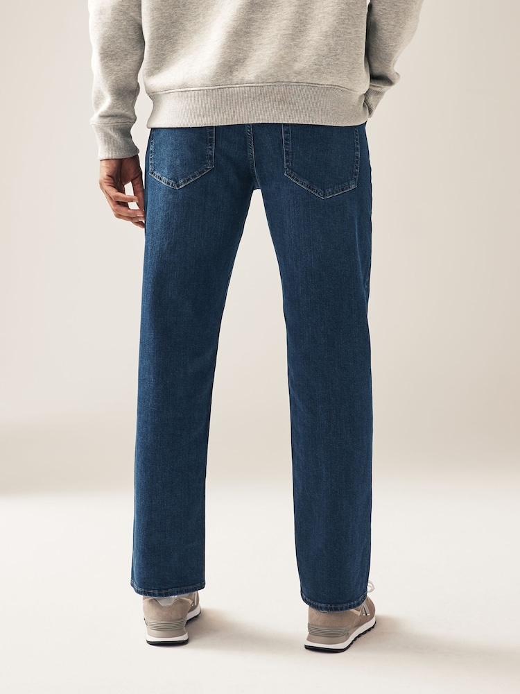 Blue Mid Single Straight Fit Classic Stretch Jeans - Image 4 of 9