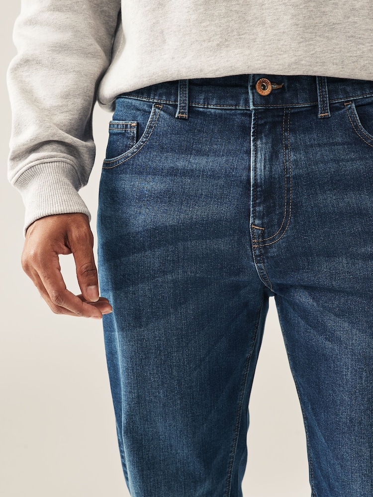 Blue Mid Single Straight Fit Classic Stretch Jeans - Image 5 of 9