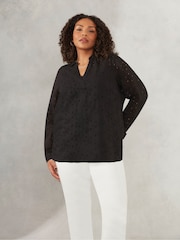 Live Unlimited Curve Black Cotton Broidery Shirt - Image 1 of 1