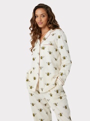 Chelsea Peers Cream Curve Organic Cotton Bee Print Pyjama Set - Image 2 of 5