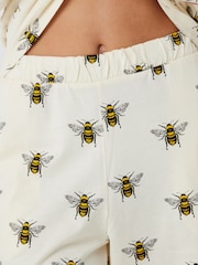 Chelsea Peers Cream Curve Organic Cotton Bee Print Pyjama Set - Image 4 of 5