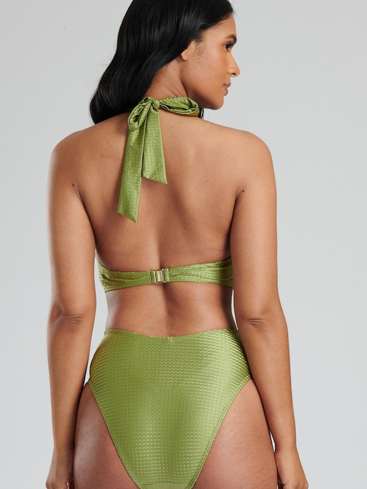 South Beach Green Twist Bikni Top And High Waist Briefs - Image 2 of 6