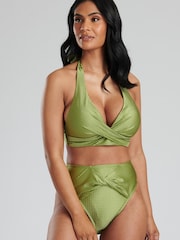 South Beach Green Twist Bikni Top And High Waist Briefs - Image 4 of 6