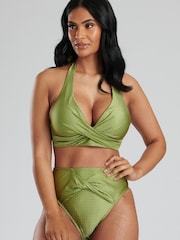 South Beach Green Twist Bikni Top And High Waist Briefs - Image 5 of 6