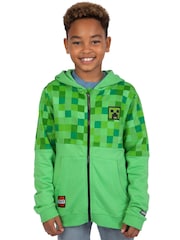 Character Green Minecraft Zip Up 100% Cotton Hoodie - Image 1 of 7