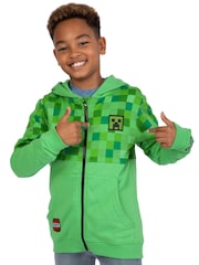 Character Green Minecraft Zip Up 100% Cotton Hoodie - Image 2 of 7