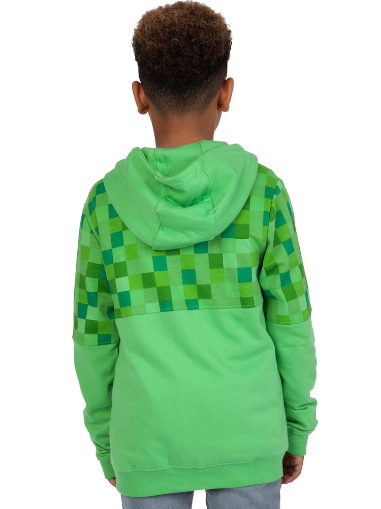 Character Green Minecraft Zip Up 100% Cotton Hoodie - Image 5 of 7