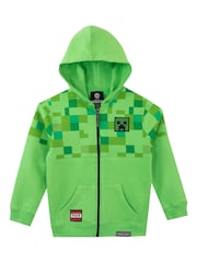 Character Green Minecraft Zip Up 100% Cotton Hoodie - Image 6 of 7