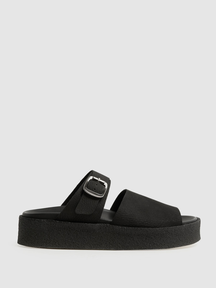 Reiss Black Clarks Originals Suede Crepe Sandals - Image 1 of 5