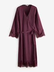 Laura Ashley Burgundy Red Satin Lace Robe - Image 5 of 7