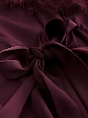 Laura Ashley Burgundy Red Satin Lace Robe - Image 7 of 7