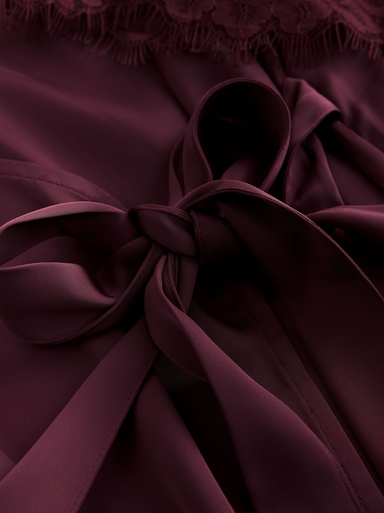 Laura Ashley Burgundy Red Satin Lace Robe - Image 7 of 7