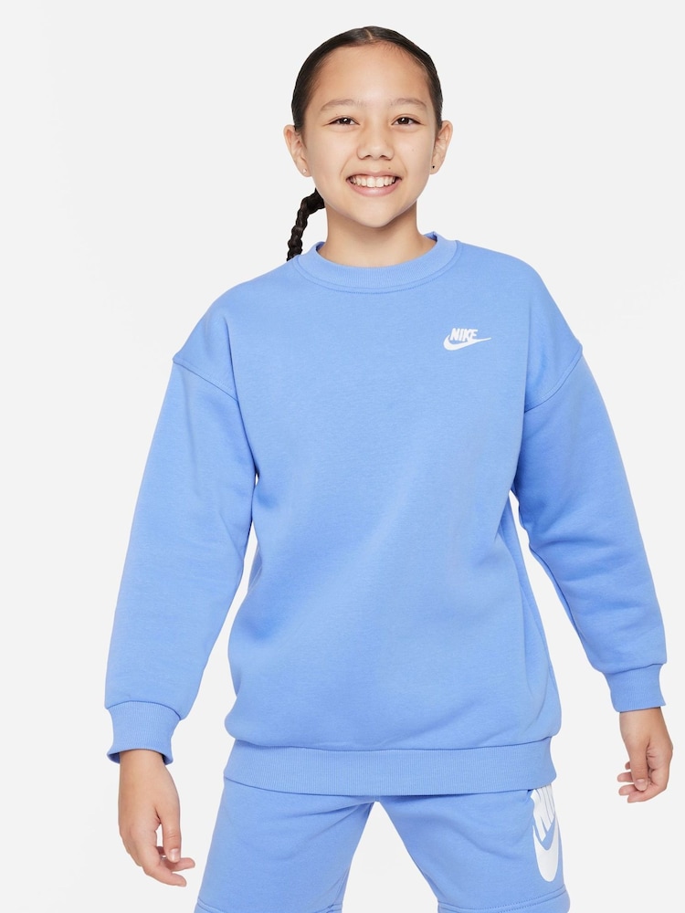Nike Blue Oversized Club Fleece Sweatshirt - Image 2 of 5