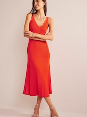 Boden Orange V-Neck Knitted Maxi Dress - Image 3 of 7