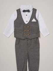 Little Gent Mock Shirt and Waistcoat 100% Cotton Baby Gift Set 3 Piece - Image 1 of 4