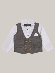 Little Gent Mock Shirt and Waistcoat 100% Cotton Baby Gift Set 3 Piece - Image 2 of 4
