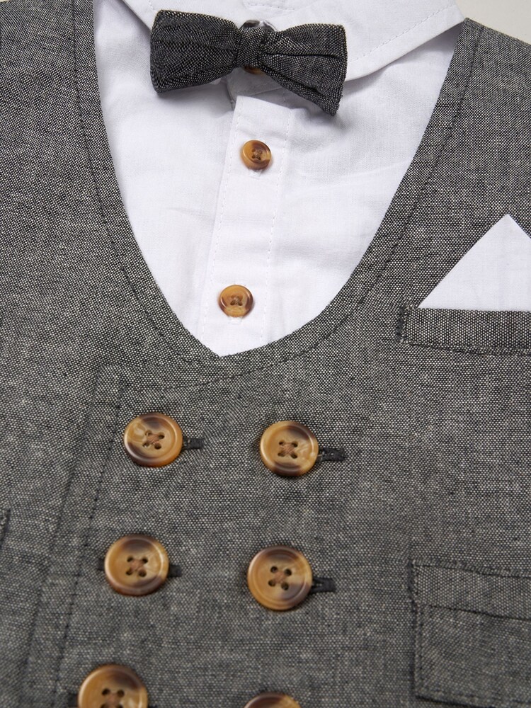 Little Gent Mock Shirt and Waistcoat 100% Cotton Baby Gift Set 3 Piece - Image 4 of 4