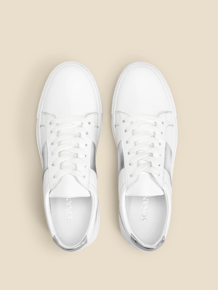 Sosandar Silver Side Stripe Detail Basic Trainers - Image 3 of 3