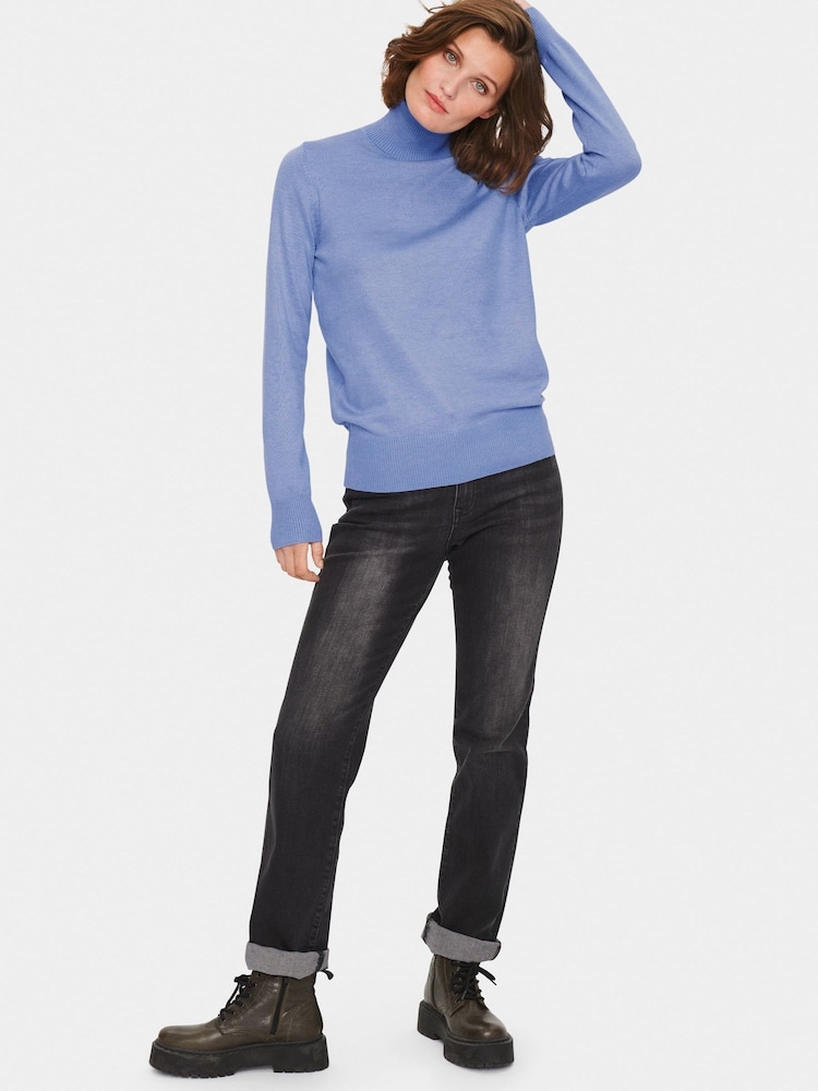 Saint Tropez Blue Mila Rollneck Long Sleeve Pullover - Image 3 of 3 Saint Tropez Blue Mila Rollneck Long Sleeve Pullover - Image 3 of 3