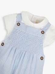 JoJo Maman Bébé Blue 2-Piece Smocked Dungarees & Bodysuit Set - Image 6 of 7