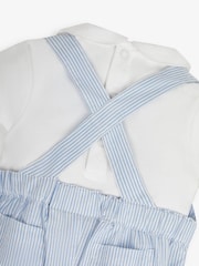 JoJo Maman Bébé Blue 2-Piece Smocked Dungarees & Bodysuit Set - Image 7 of 7