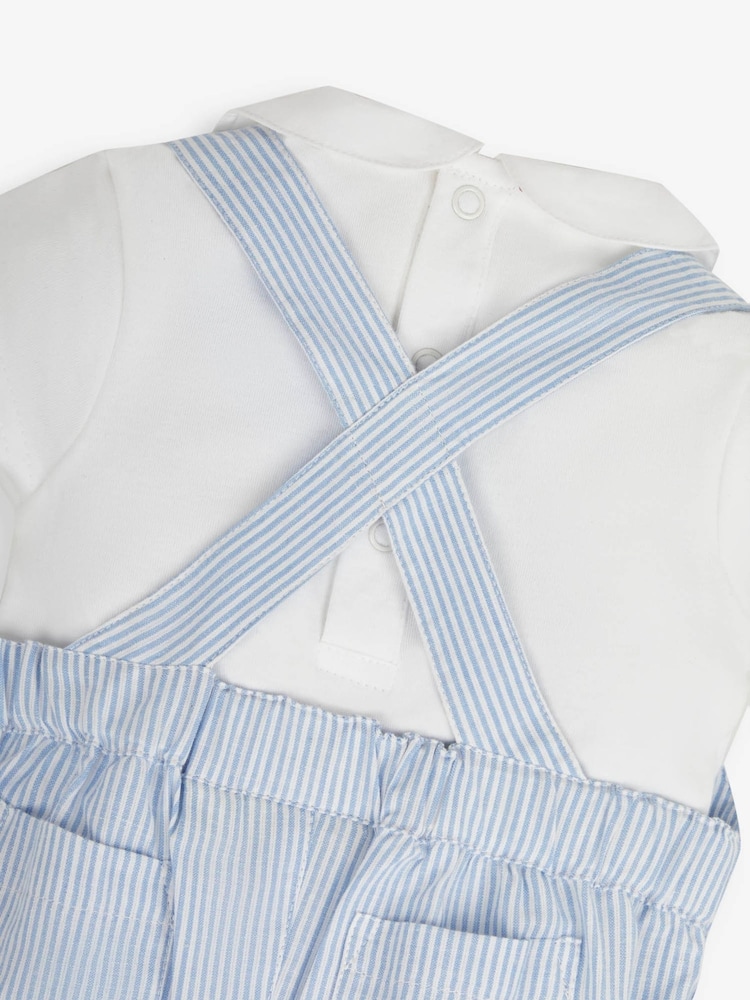 JoJo Maman Bébé Blue 2-Piece Smocked Dungarees & Bodysuit Set - Image 7 of 7