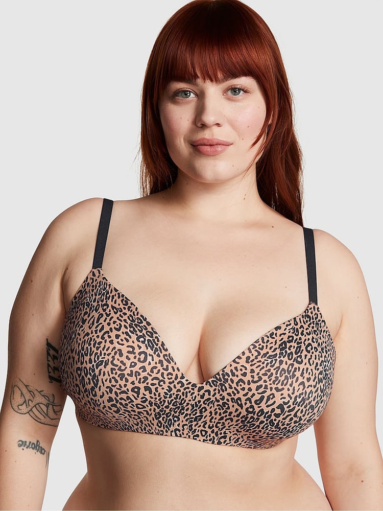 Victoria's Secret PINK Brown Leopard Non Wired Push Up Bra - Image 1 of 3