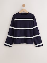 Navy/White Stripe Crew Neck Long Sleeve Top - Image 1 of 3