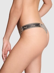 Victoria's Secret PINK Leopard Brown Thong Cotton Logo Knickers - Image 2 of 3