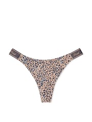 Victoria's Secret PINK Leopard Brown Thong Cotton Logo Knickers - Image 3 of 3