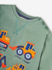 JoJo Maman Bébé Green Diggers Digger Appliqué Sweatshirt - Image 3 of 3
