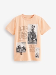 Peach Pink Photo Dino Short Sleeve Graphic T-Shirt (3-16yrs) - Image 1 of 3