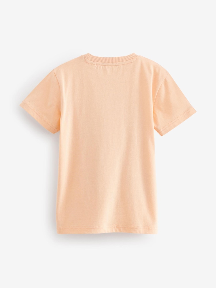 Peach Pink Photo Dino Short Sleeve Graphic T-Shirt (3-16yrs) - Image 2 of 3