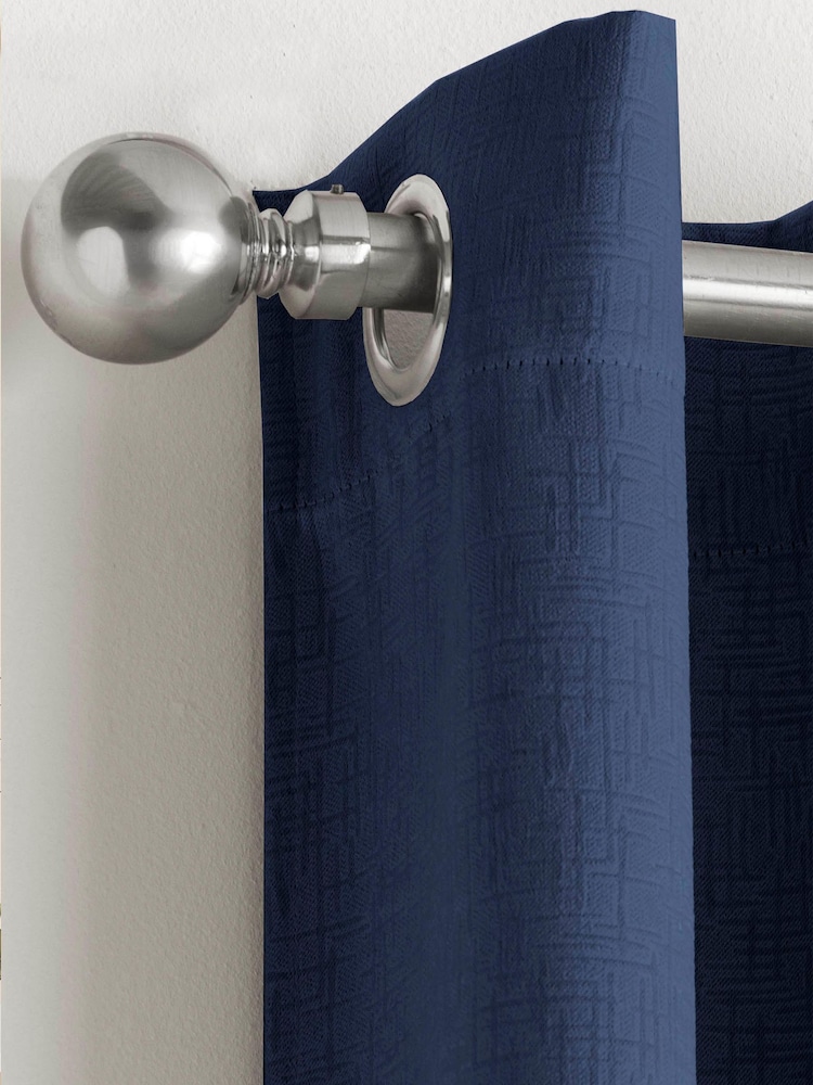 Enhanced Living Navy Blue Vogue Ready Made Thermal Blackout Eyelet Curtains - Image 2 of 4