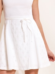 Lipsy White Jersey Broderie Shirt Dress (5-16yrs) - Image 4 of 5