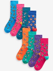 Bright Dogs Fun Pattern Socks 8 Pack - Image 1 of 9