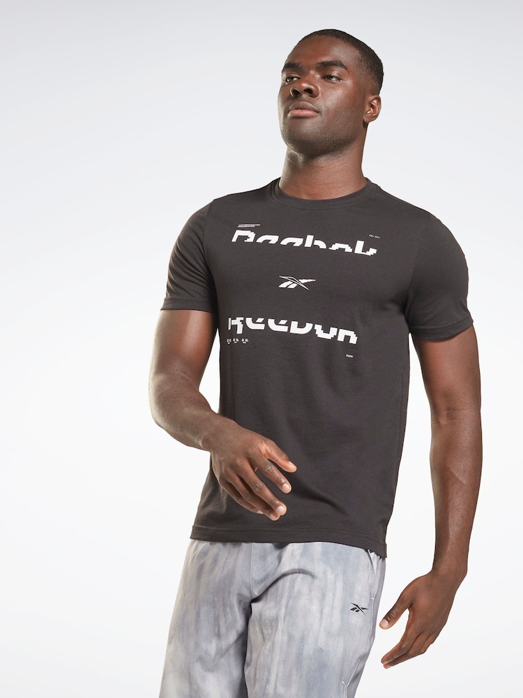 Reebok Tech Style 60/40 Graphic Grey T-Shirt - Image 1 of 4 Reebok Tech Style 60/40 Graphic Grey T-Shirt - Image 1 of 4