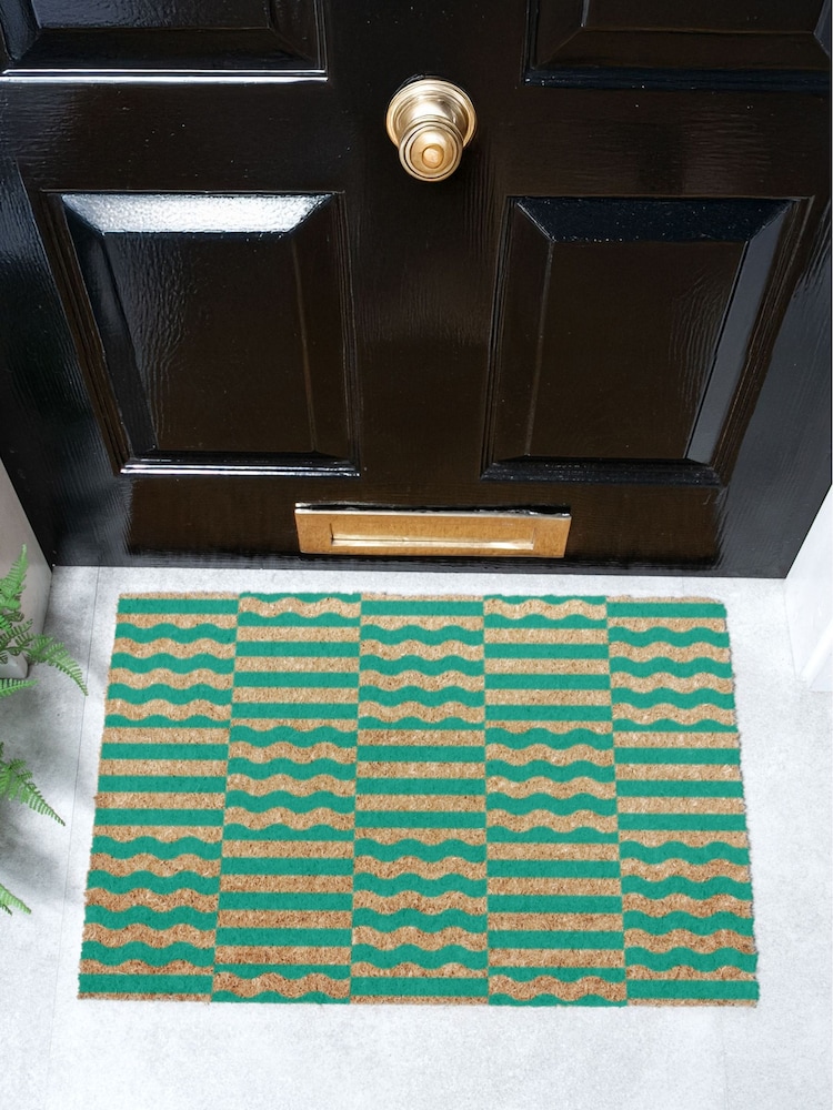 Artsy Mats Green Elizabeth Olwen Green Wave Coir Doormat - Image 1 of 13 Artsy Mats Green Elizabeth Olwen Green Wave Coir Doormat - Image 1 of 13