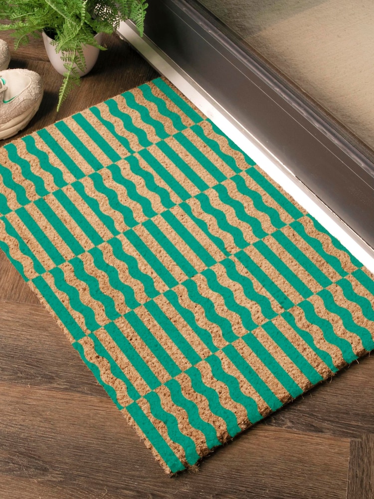 Artsy Mats Green Elizabeth Olwen Green Wave Coir Doormat - Image 2 of 13 Artsy Mats Green Elizabeth Olwen Green Wave Coir Doormat - Image 2 of 13