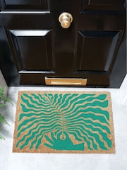 Artsy Mats Green Elizabeth Olwen Hand Leaf Coir Doormat - Image 1 of 13