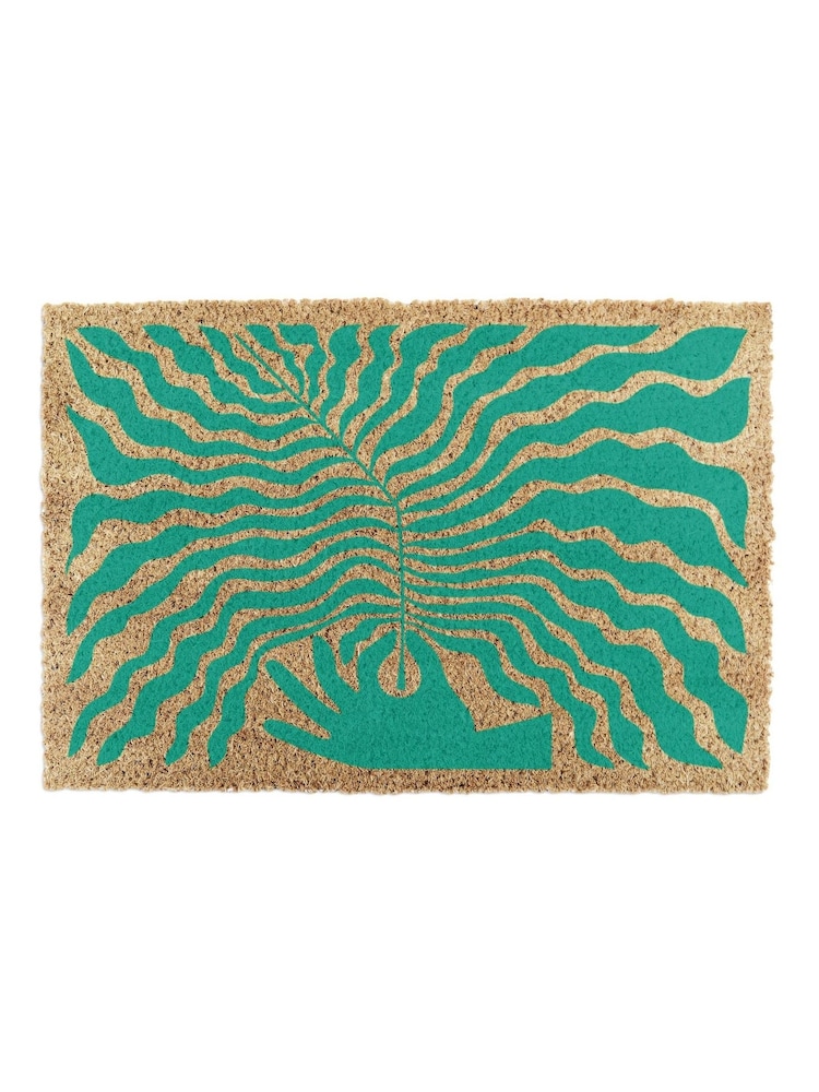 Artsy Mats Green Elizabeth Olwen Hand Leaf Coir Doormat - Image 13 of 13