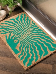 Artsy Mats Green Elizabeth Olwen Hand Leaf Coir Doormat - Image 2 of 13