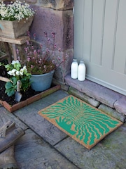 Artsy Mats Green Elizabeth Olwen Hand Leaf Coir Doormat - Image 6 of 13
