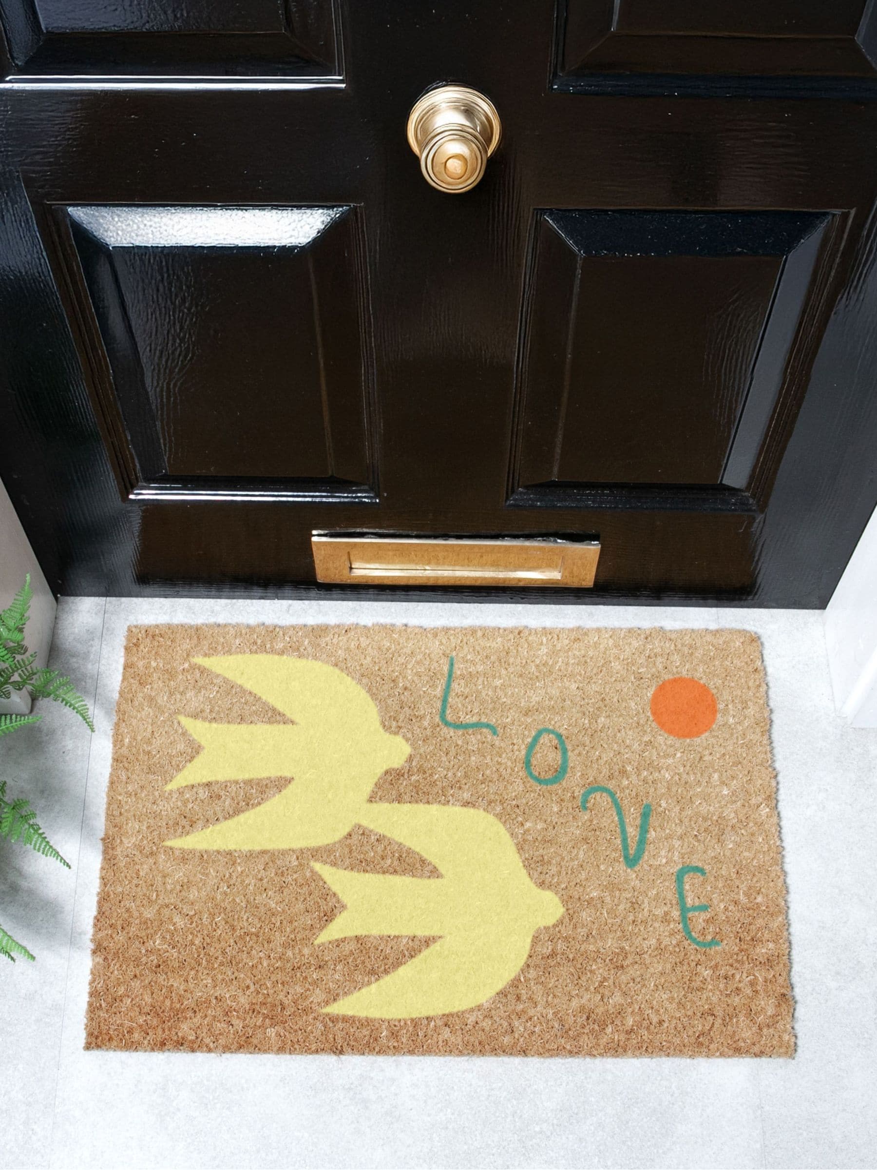 Artsy Mats Brown Elizabeth Olwen Swan Love Coir Doormat
