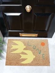 Artsy Mats Brown Elizabeth Olwen Swan Love Coir Doormat - Image 1 of 13
