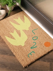 Artsy Mats Brown Elizabeth Olwen Swan Love Coir Doormat - Image 2 of 13