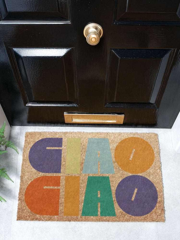 Artsy Mats Brown Elizabeth Olwen Ciao Ciao Coir Doormat - Image 1 of 13